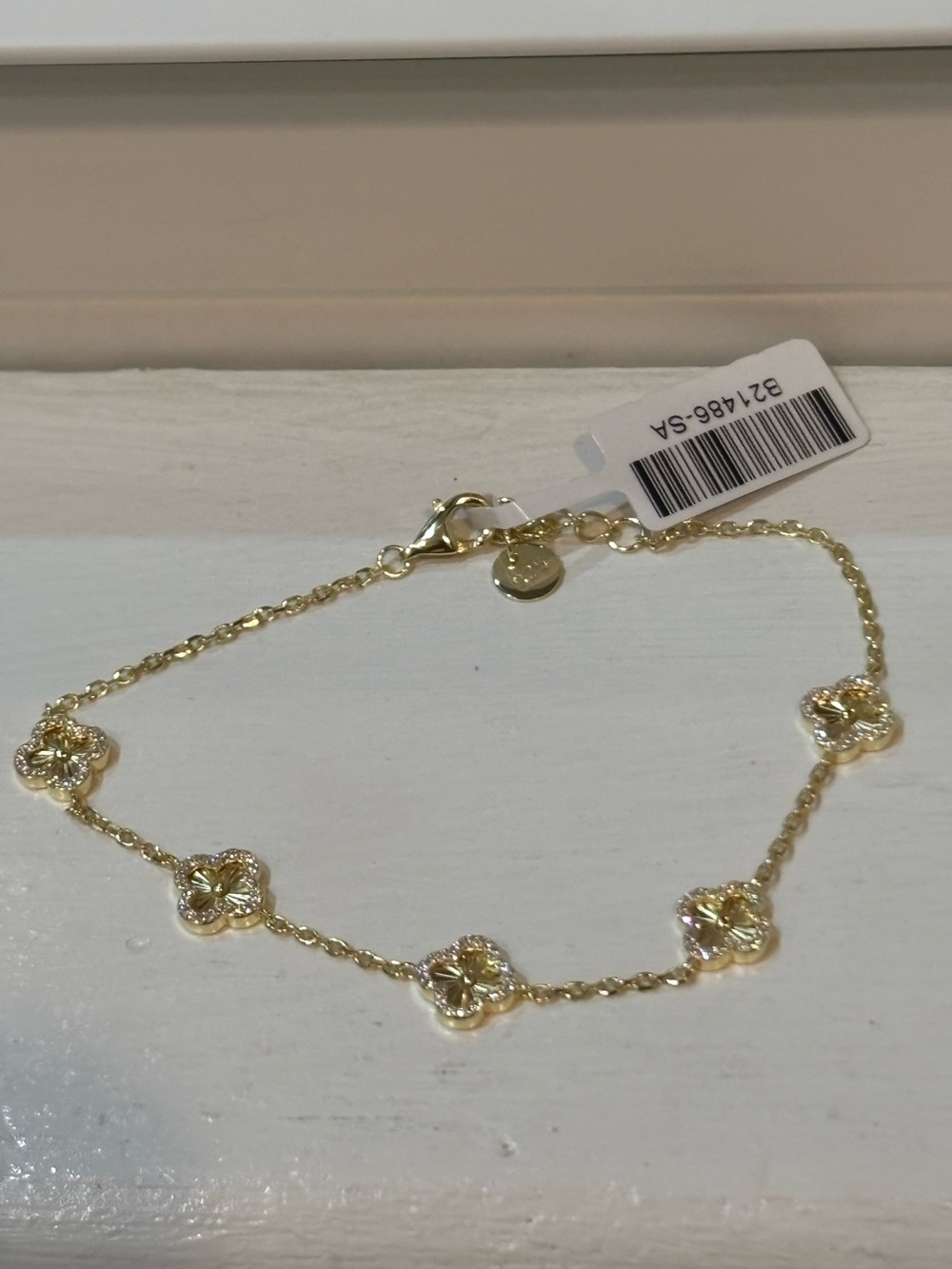 Designer inspired Gold over sterling silver Clover bracelet
